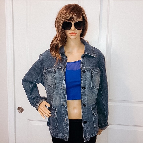 💙Women’s Button Down Denim Jean Jacket - Picture 1 of 4